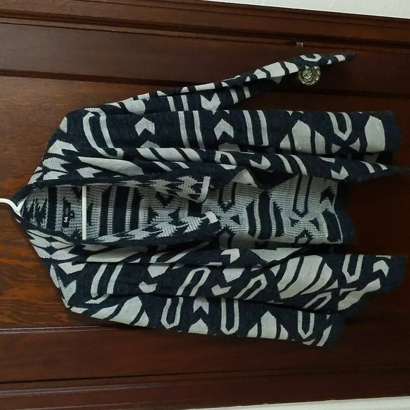 64 Sixty Five Mohair Blend Long Sleeve Open Front Boho Aztec Cardigan Size Med - Picture 1 of 10